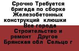 Срочно Требуется бригада по сборке Железобетонных конструкций (клюшки).  - Все города Строительство и ремонт » Другое   . Брянская обл.,Сельцо г.